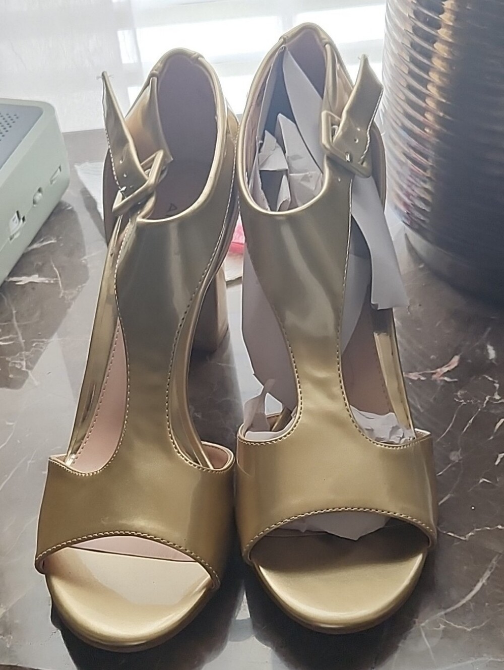 Andiamo Gold Metallic High Heel Dress Sandals